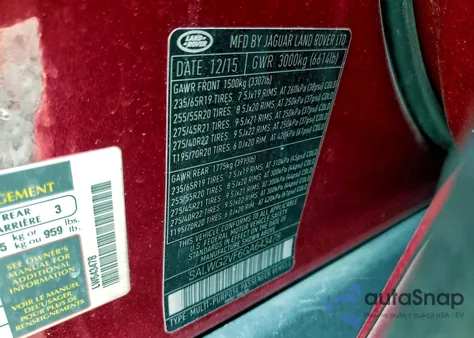 2016 Land Rover Range Rover Sport Se z USA, uszkodzony, nr VIN SALWG2VF6GA643478